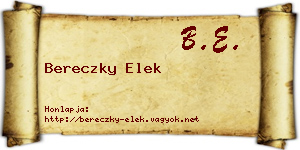 Bereczky Elek névjegykártya